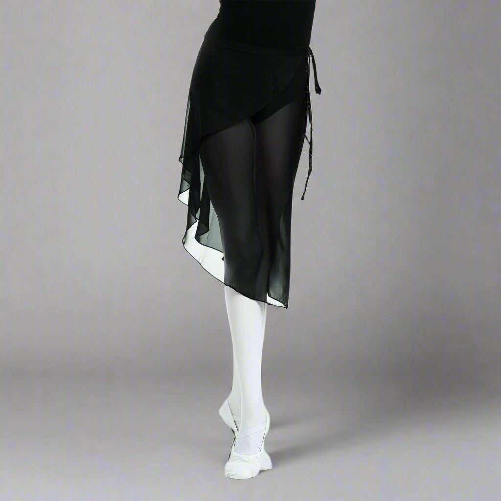 Danzcue Adult Wrap Ballet Dance Skirt - Black