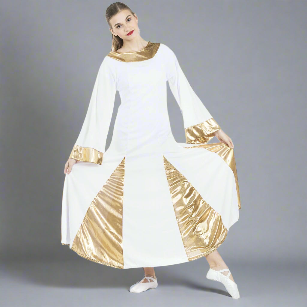Danzcue Praise Dance Robe Dress Scarlet-Gold / 2XL-Adult Danzcue Praise Dance Robe Dress Scarlet-Gold / 2XL-Adult