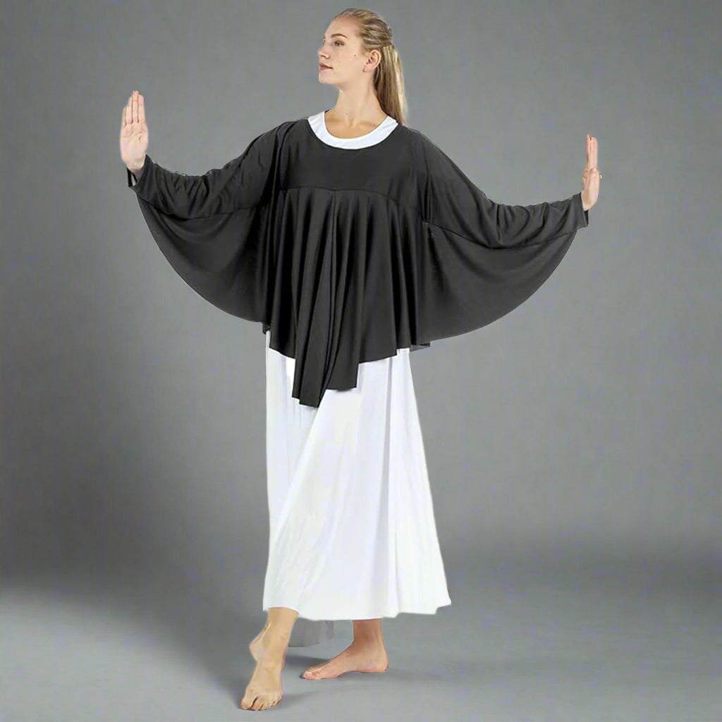 Angel Wing Liturgical Dance Drapey Pullover - Black