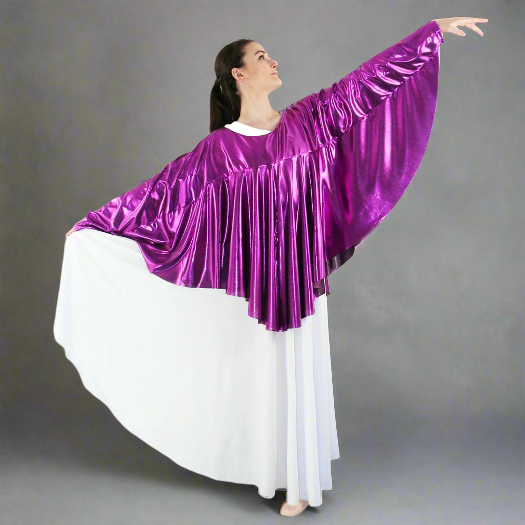 Angel Wing Liturgical Dance Drapey Pullover - Metallic Deep Purple