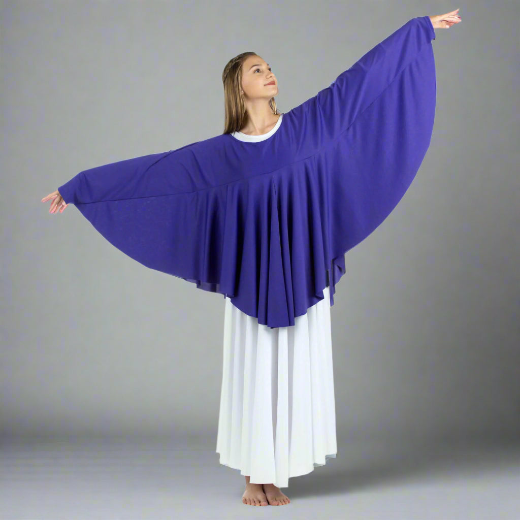 Angel Wing Liturgical Dance Drapey Pullover - Deep Purple