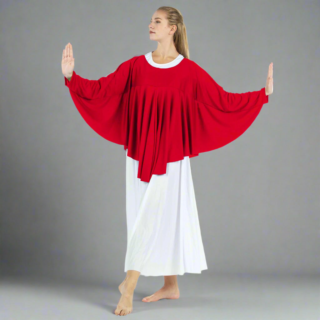 Angel Wing Liturgical Dance Drapey Pullover - Scarlet