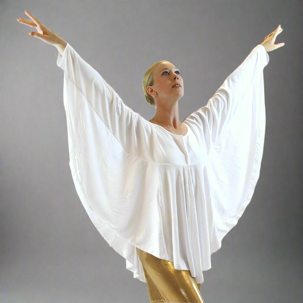 Angel Wing Liturgical Dance Drapey Pullover - White