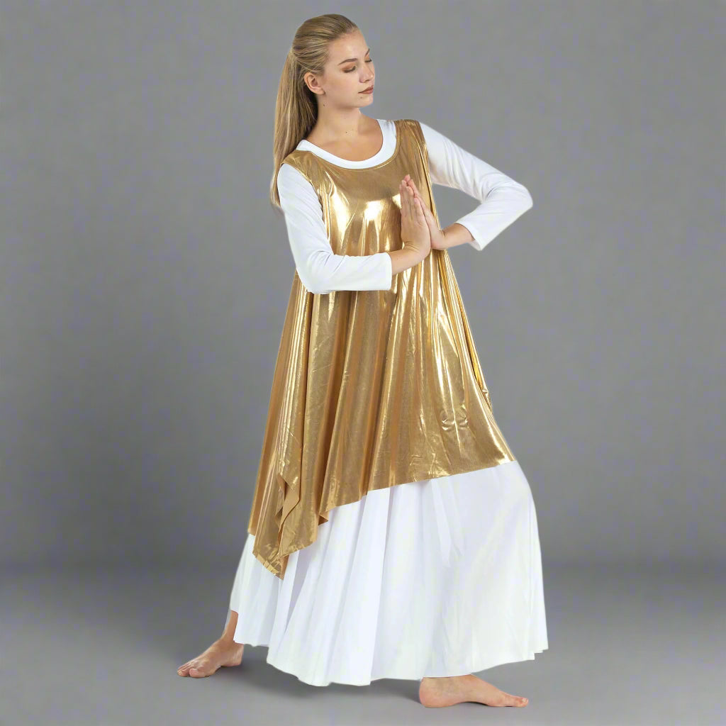 Celebration of Spirit Drapey Praise Dance Tunic Tank Pullover - Gold