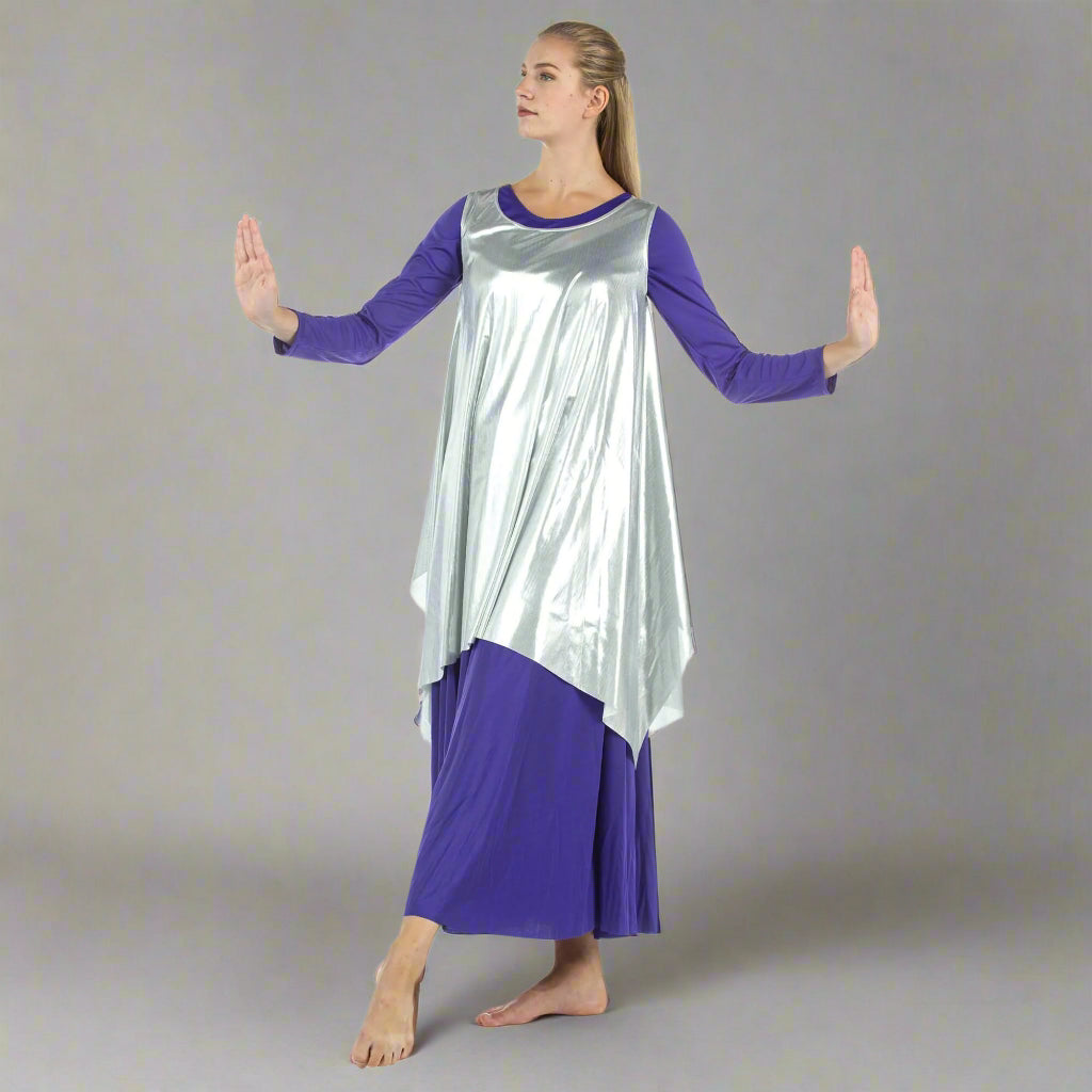 Celebration of Spirit Drapey Praise Dance Tunic Tank Pullover - Silver