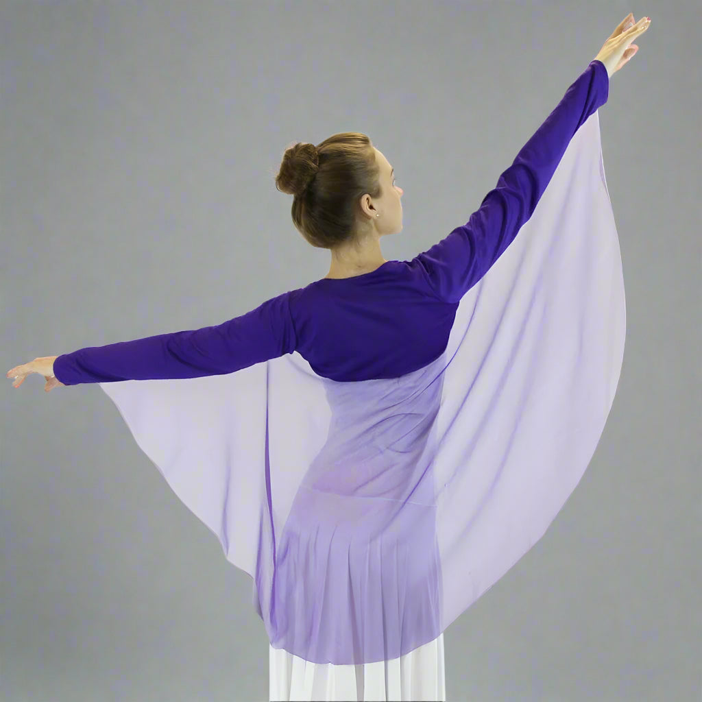 Gradient Chiffon Wing Long Sleeve Shrug (dress not included) White / L-XL-Child