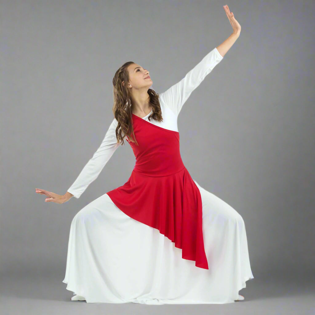 Danzcue Asymmetrical Praise Dance Tunic (dress not included) - Scarlet