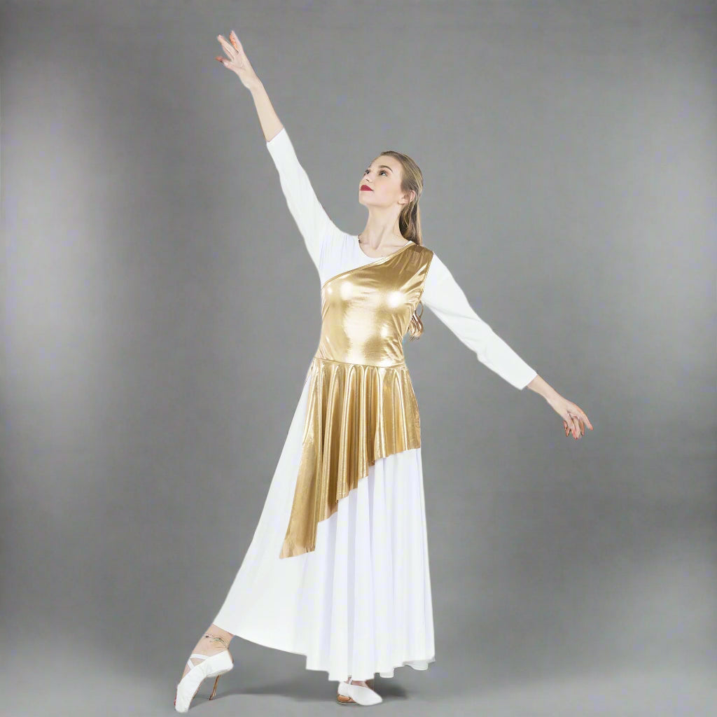 Danzcue Asymmetrical Praise Dance Tunic (dress not included) - Gold