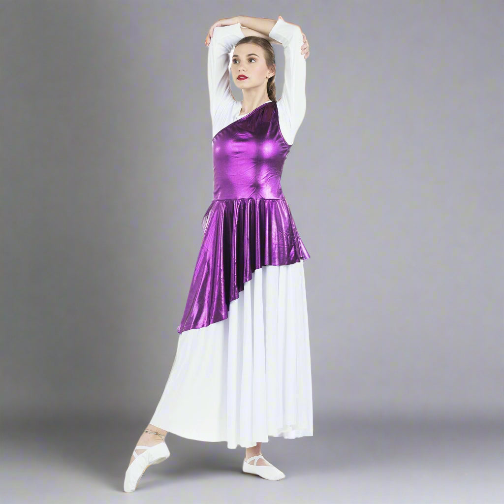 Danzcue Asymmetrical Praise Dance Tunic (dress not included) - Metallic Deep Purple