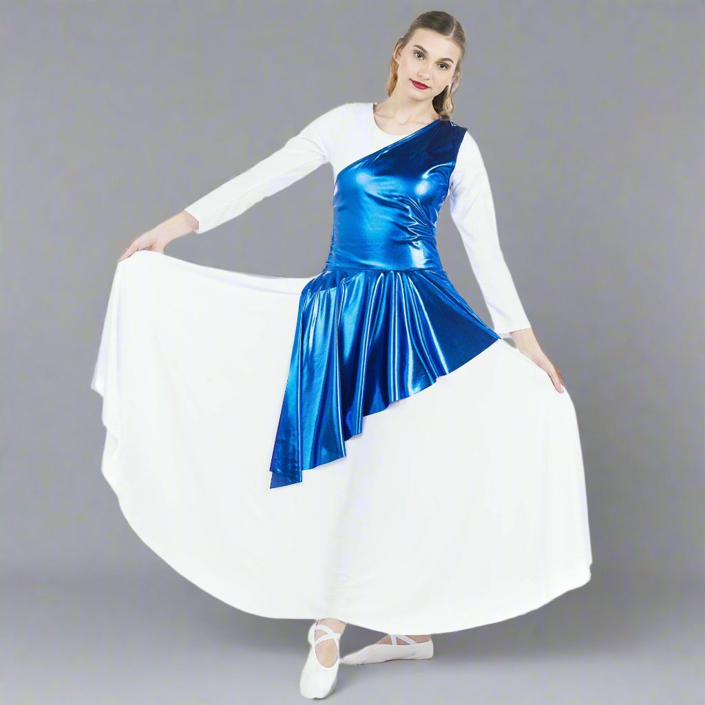 Danzcue Asymmetrical Praise Dance Tunic (dress not included) - Metallic Bright Royal