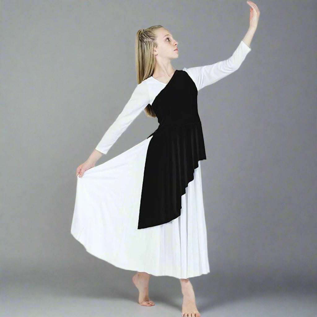 Danzcue Asymmetrical Praise Dance Tunic (dress not included) - Black