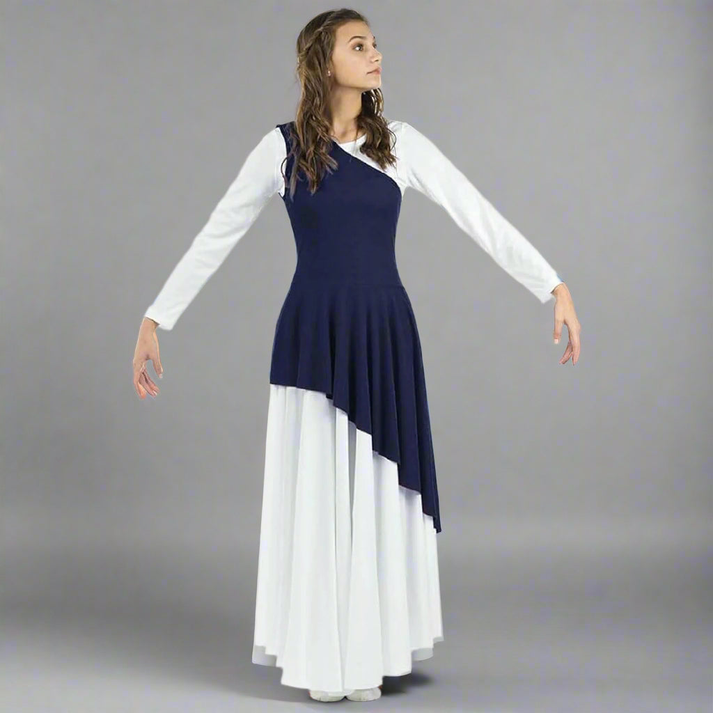 Danzcue Asymmetrical Praise Dance Tunic (dress not included) - Navy