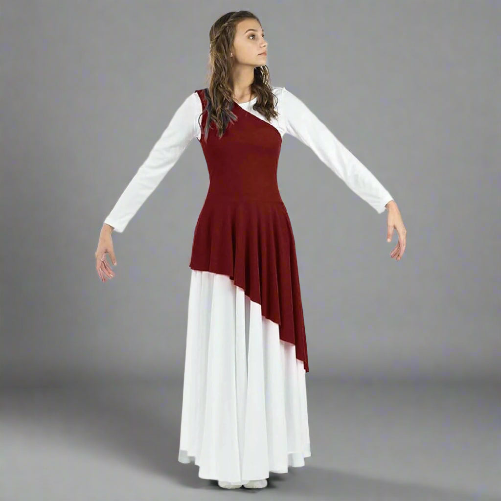 Danzcue Asymmetrical Praise Dance Tunic (dress not included) - Cardinal