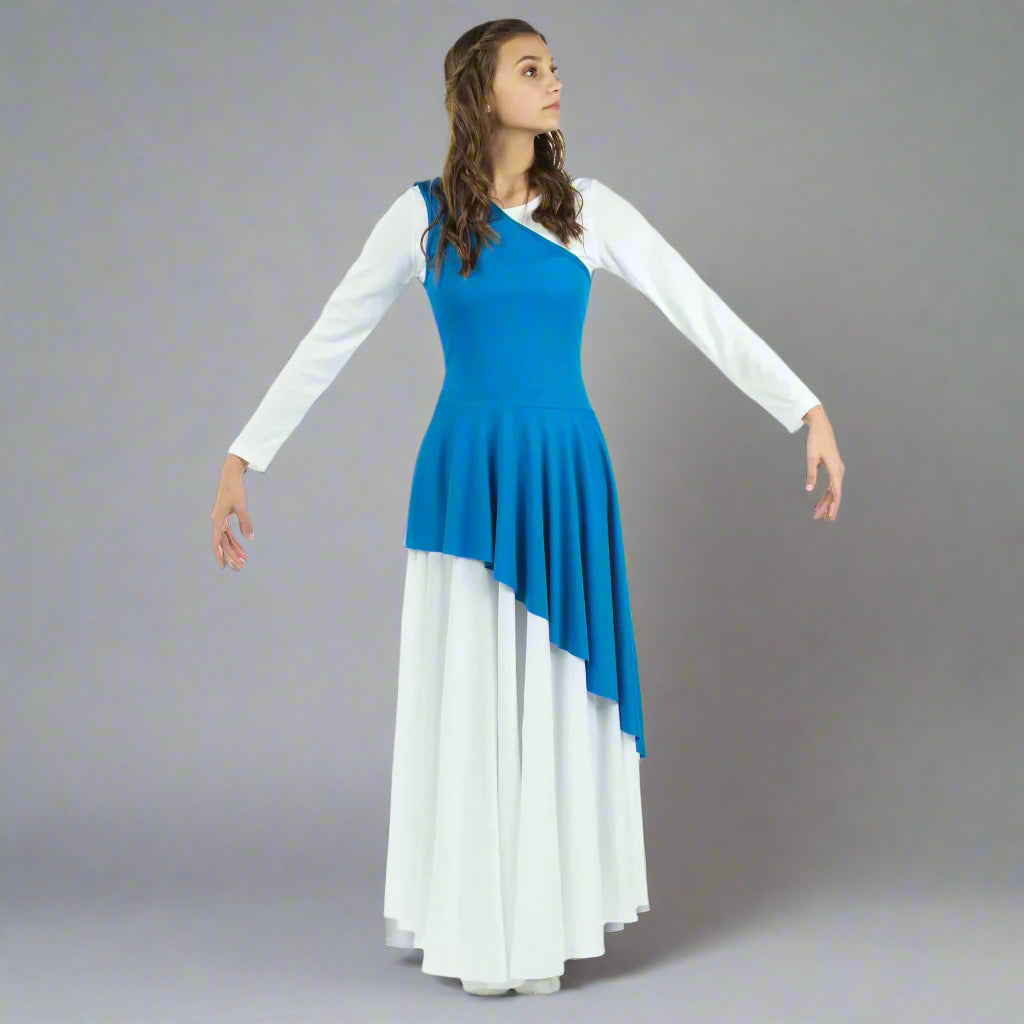 Danzcue Asymmetrical Praise Dance Tunic (dress not included) - Bright Royal