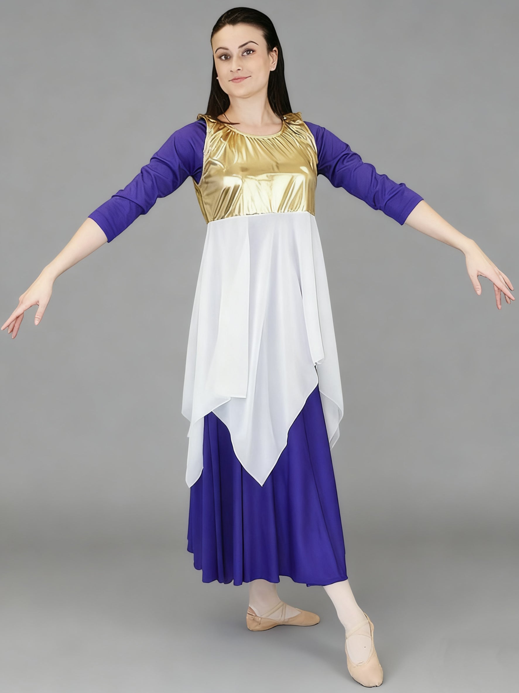 Danzcue Women's Sleeveless Metallic Patchwork Liturgical Dance Tunic