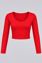 Women's Long-Sleeve Scoop Neck Cheerleading Crop Top