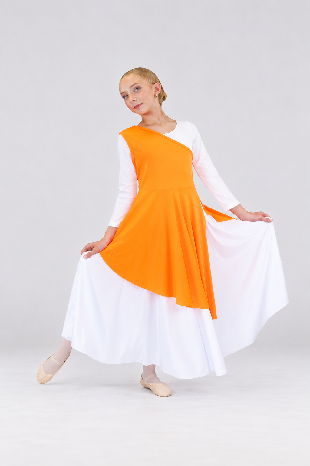 Girls' One-Shoulder Asymmetrical Praise Dance Tunic