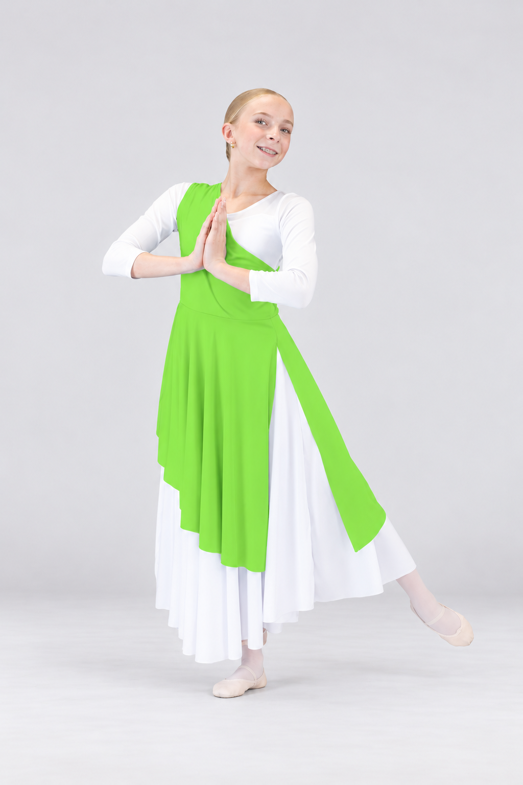 Girls' One-Shoulder Asymmetrical Praise Dance Tunic