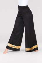 Women's Metallic Hem Trim Wide-Leg Praise Dance Pants