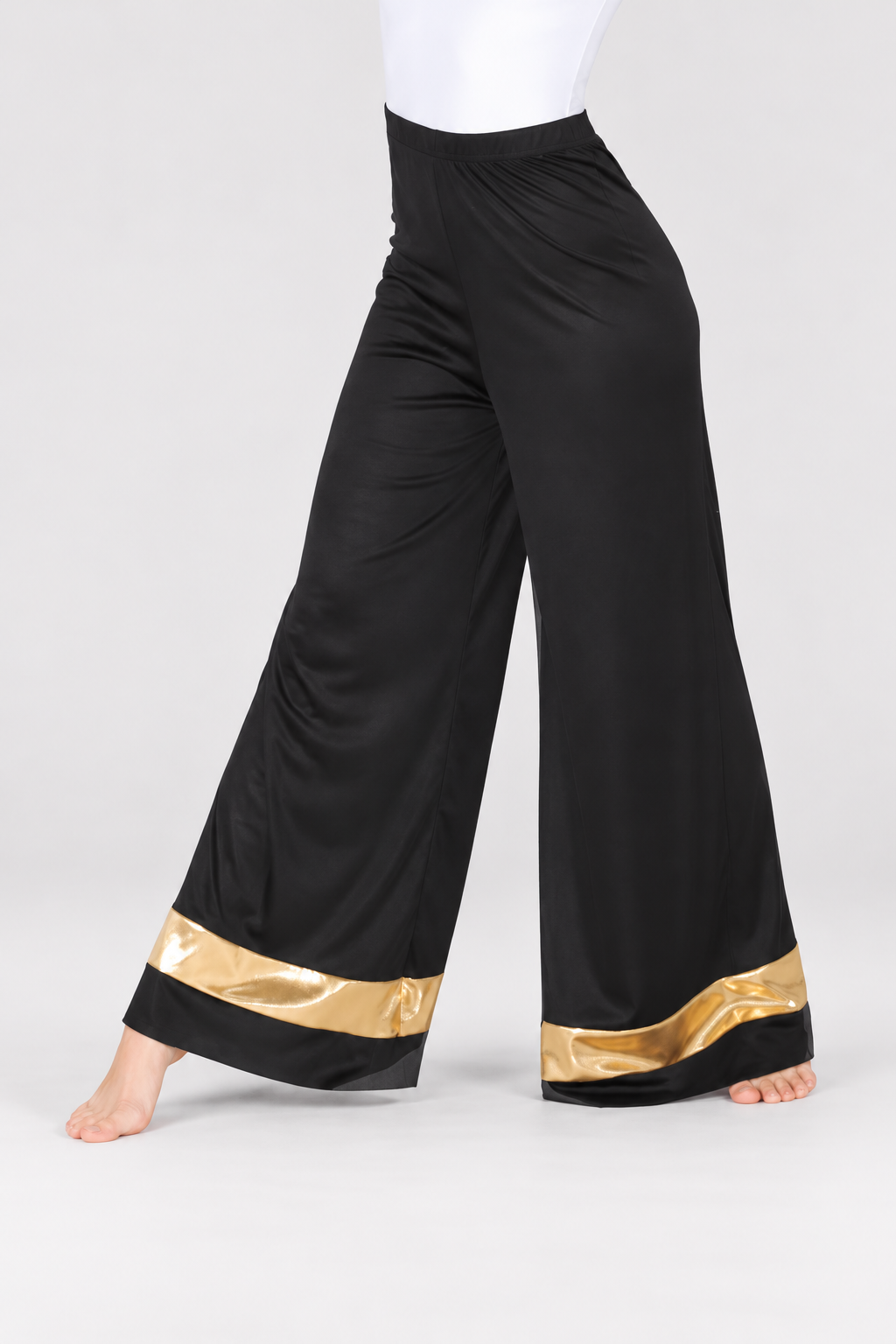 Women's Metallic Hem Trim Wide-Leg Praise Dance Pants