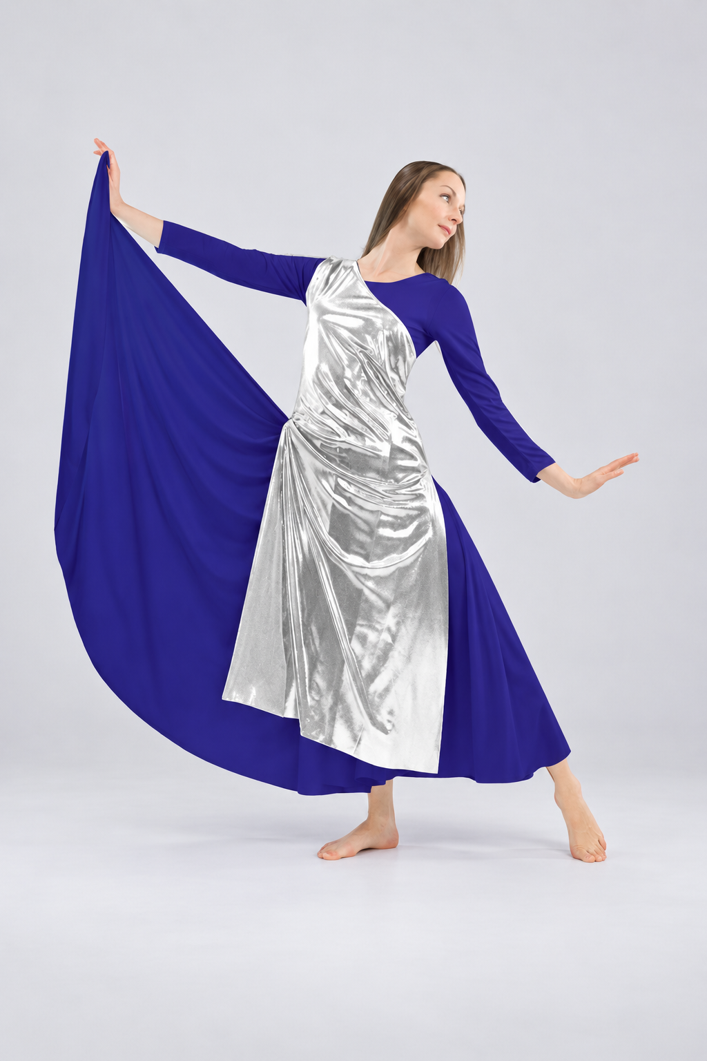 Women's Metallic One-Shoulder Praise Dance Tunic
