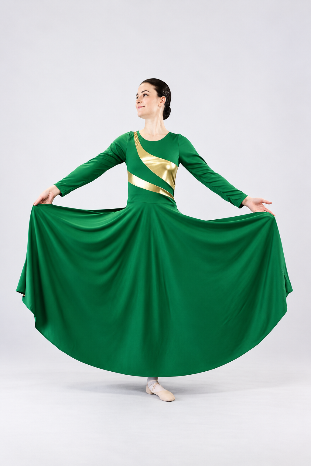 Women's Long Sleeve Metallic Wave Praise Dance Dress