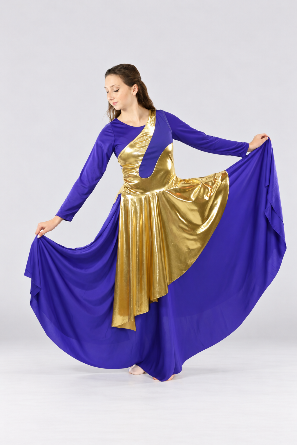 Women's Metallic Asymmetrical Sleeveless Praise Dance Tunic