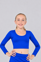 Girls' Long-Sleeve Scoop Neck Cheerleading Crop Top