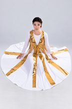 Women's Tie-Front Split-Panel Metallic Praise Dance Tunic