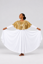 Women's Metallic Cape Overlay Praise Dance Dress