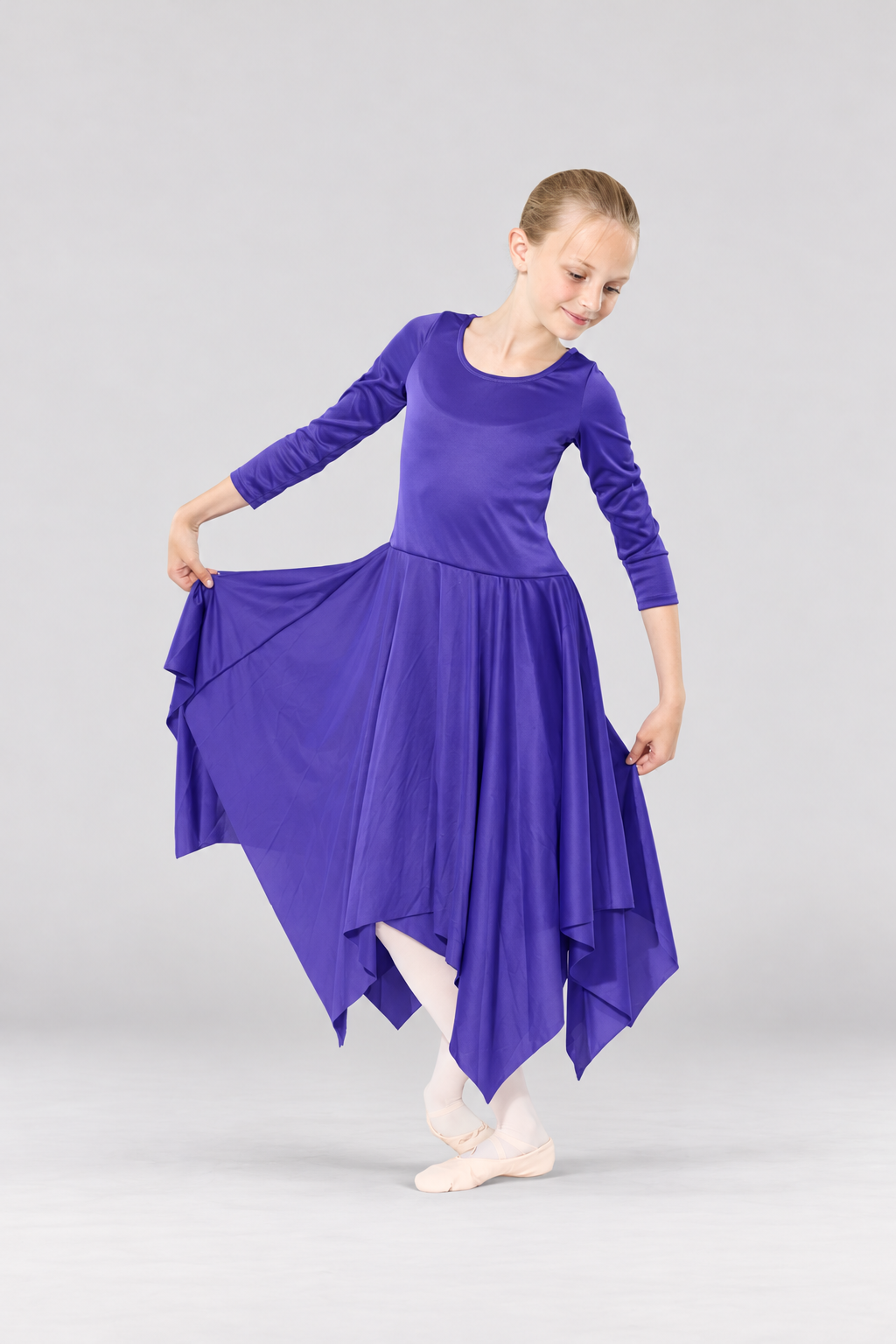 Girls' Long-Sleeve Asymmetrical-Hem Praise Dance Dress