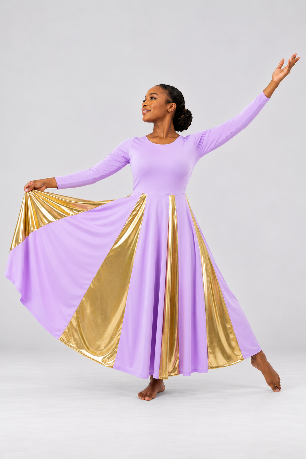 Women's Metallic Panel Praise Dance Dress