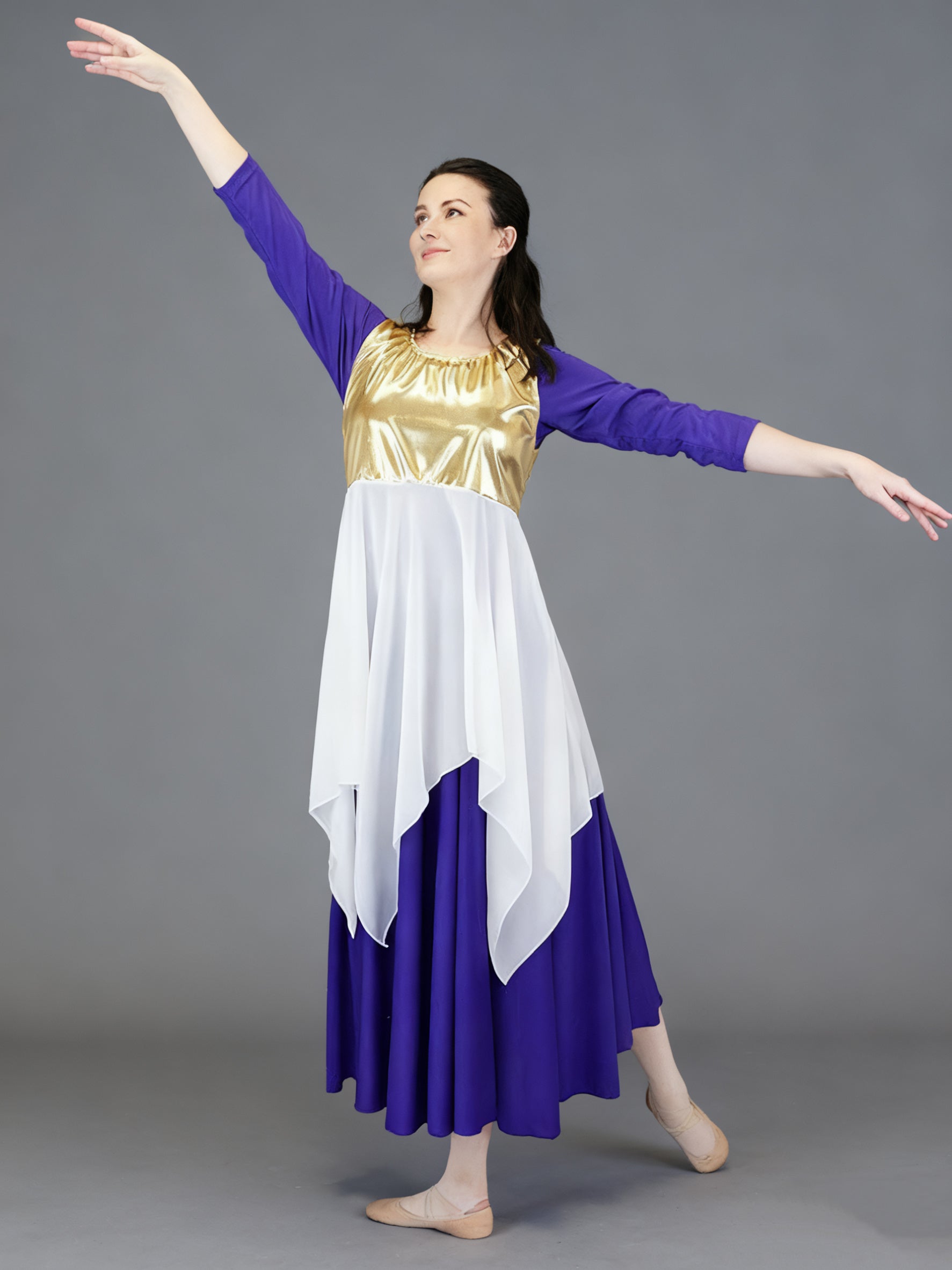 Danzcue Women's Sleeveless Metallic Patchwork Liturgical Dance Tunic