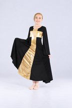 Girls' Metallic Cross-Panel Praise Dance Dress
