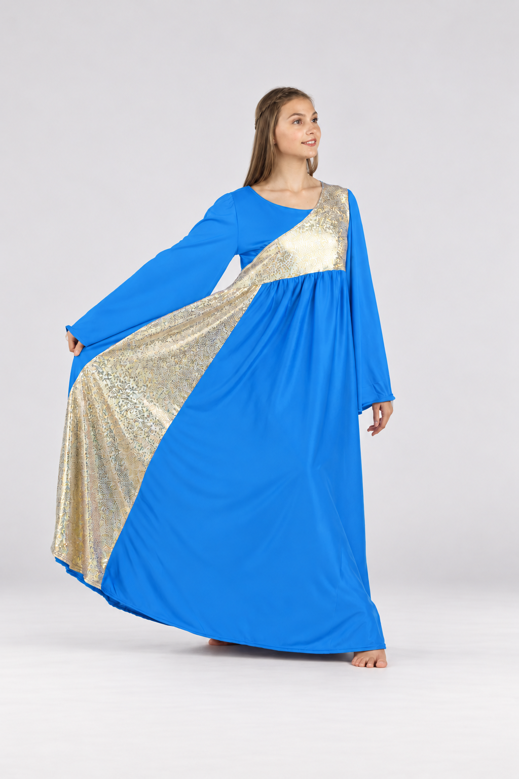 Women's Asymmetrical Bell-Sleeve Praise Dance Dress