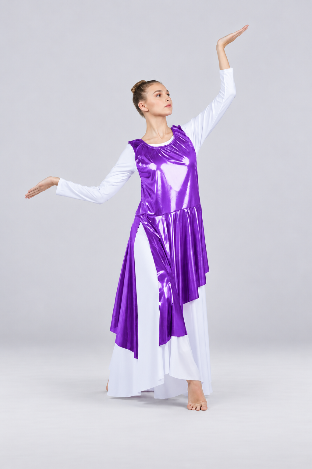 Women's Asymmetrical Metallic Praise Dance Tunic