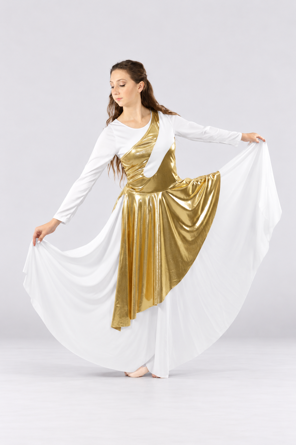 Women's Metallic Asymmetrical Sleeveless Praise Dance Tunic