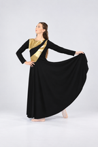 Women's Metallic Asymmetrical Panel Praise Dance Dress
