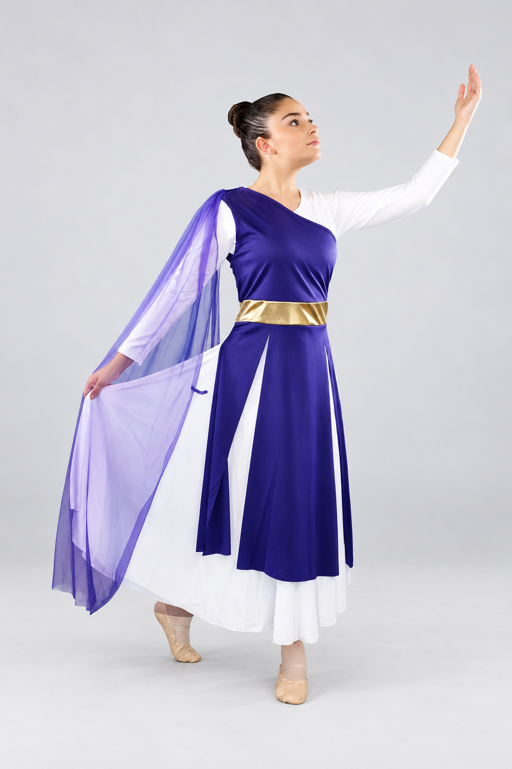 Girls' Asymmetrical Chiffon Praise Dance Tunic