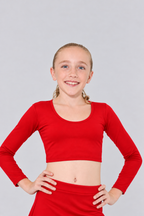 Girls' Long-Sleeve Scoop Neck Cheerleading Crop Top