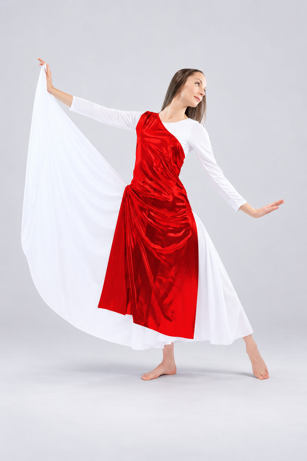 Women's Metallic One-Shoulder Praise Dance Tunic