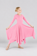 Girls' Long-Sleeve Asymmetrical-Hem Praise Dance Dress