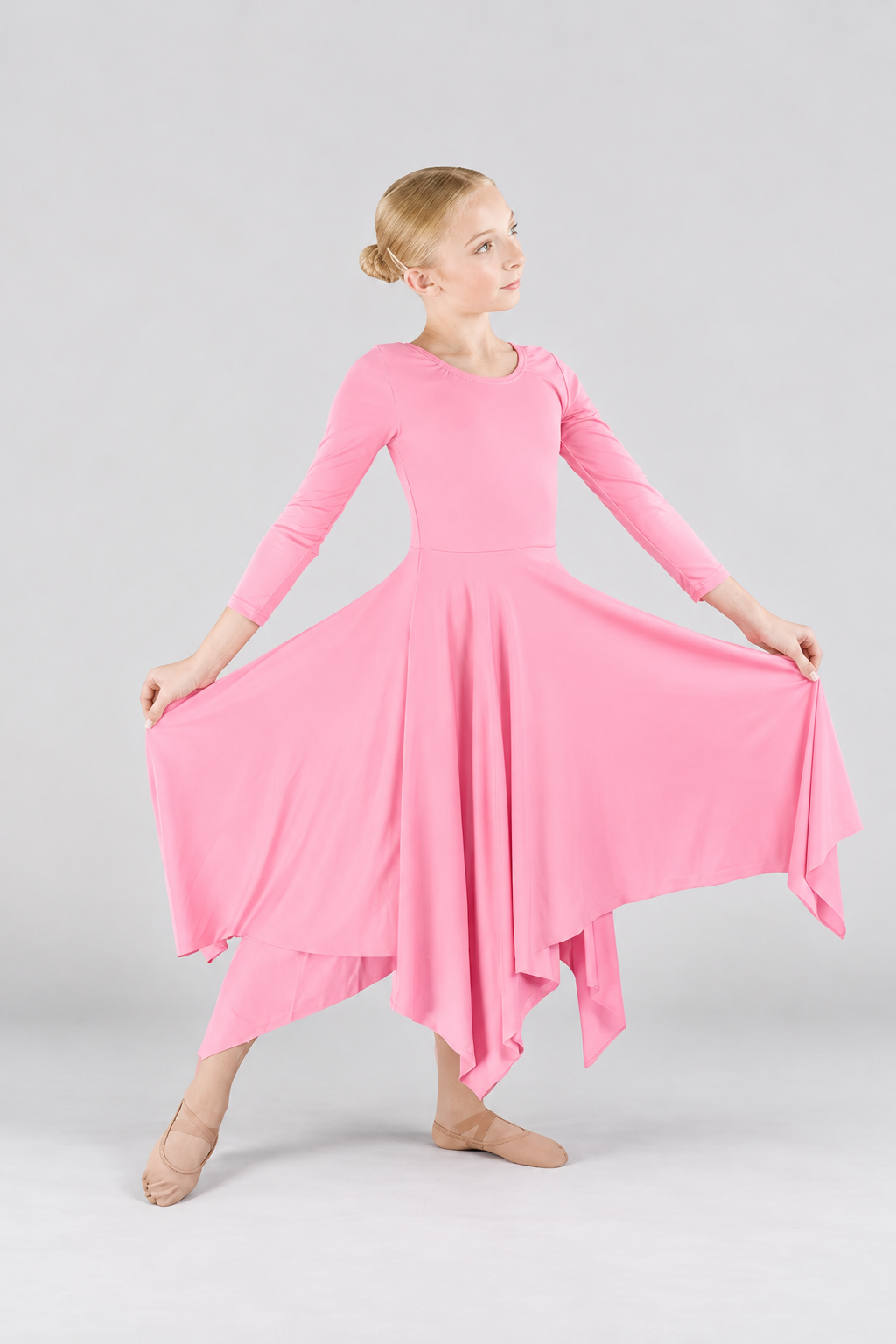 Girls' Long-Sleeve Asymmetrical-Hem Praise Dance Dress