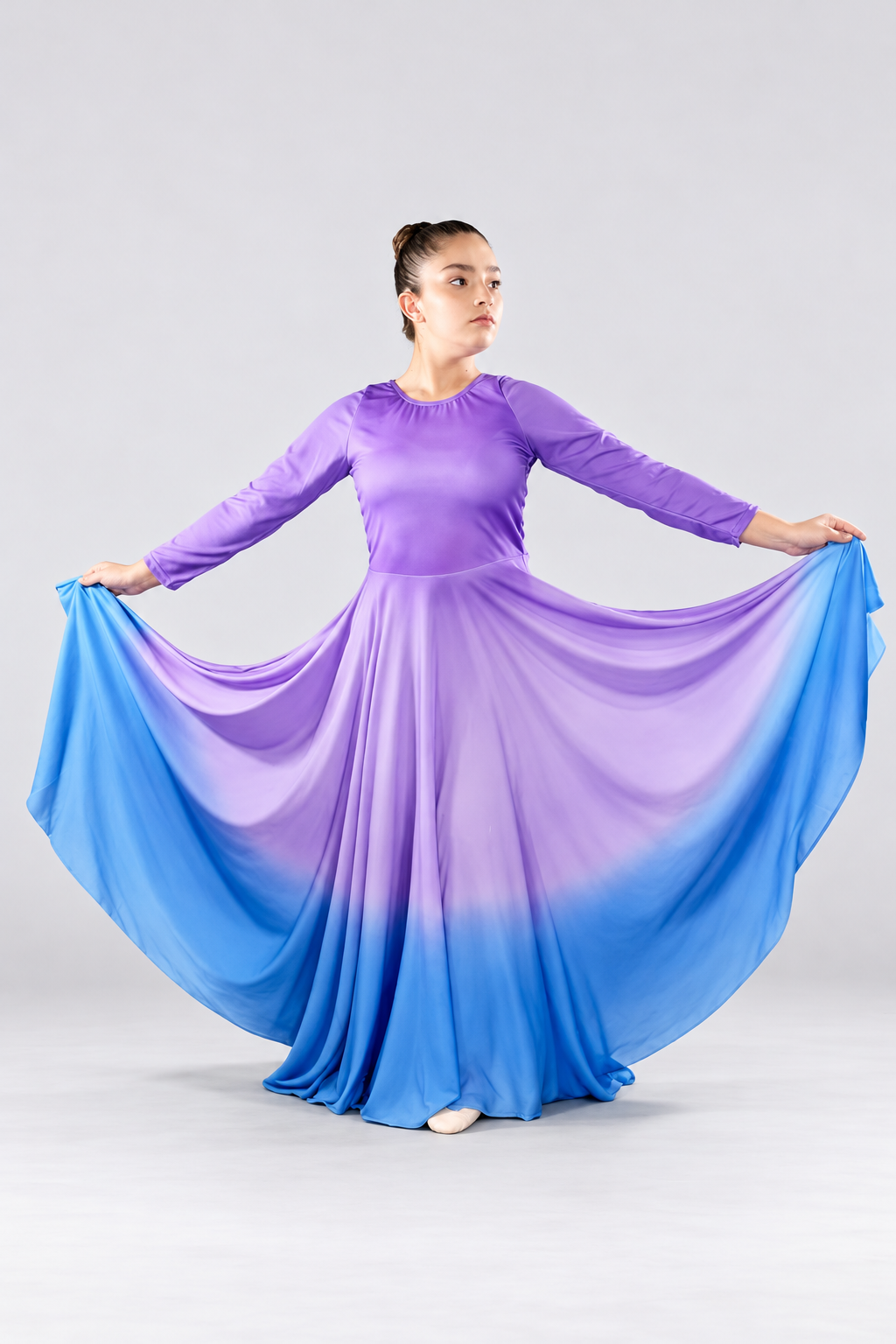 Girls' Watercolor Long-Sleeve Praise Dance Dress