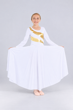 Girls' Long Sleeve Metallic Wave Praise Dance Dress