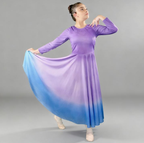 Danzcue Girls Praise Watercolor Long Sleeve Dance Dress