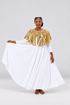 Women's Metallic Cape Overlay Praise Dance Dress