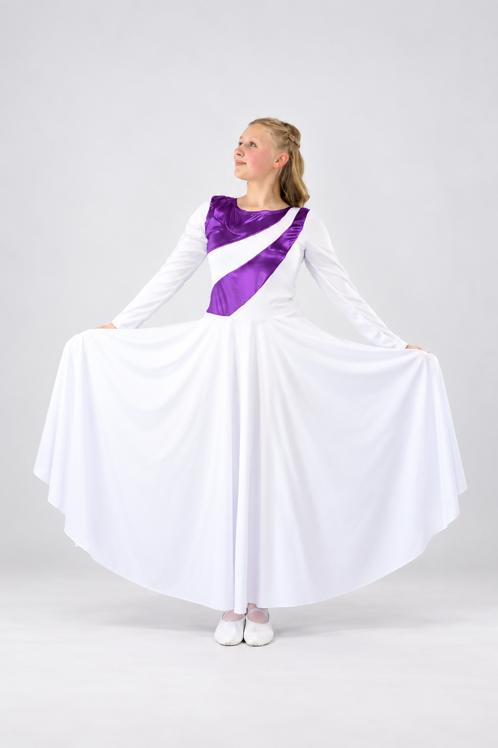 Girls' Metallic Asymmetrical Panel Praise Dance Dress