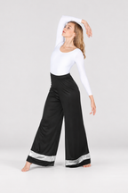 Women's Metallic Hem Trim Wide-Leg Praise Dance Pants