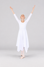 Girls' Long-Sleeve Asymmetrical-Hem Praise Dance Dress